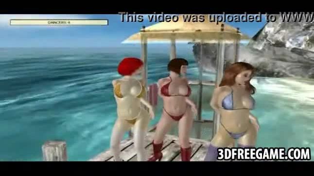 Sexy 3d beach sluts are stripping and give oral