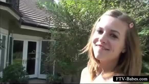 Hot masturbation outdoor scene with innocent teen